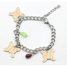 Stainless Steel Bracelet with Butterfly Charms